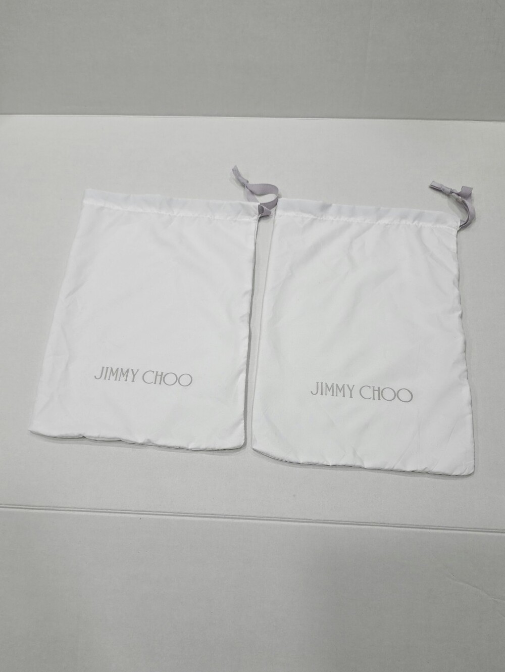 Authentic Jimmy Choo White Drawstring Shoe Storage Dust Bags Italy Set 2 14"X10"